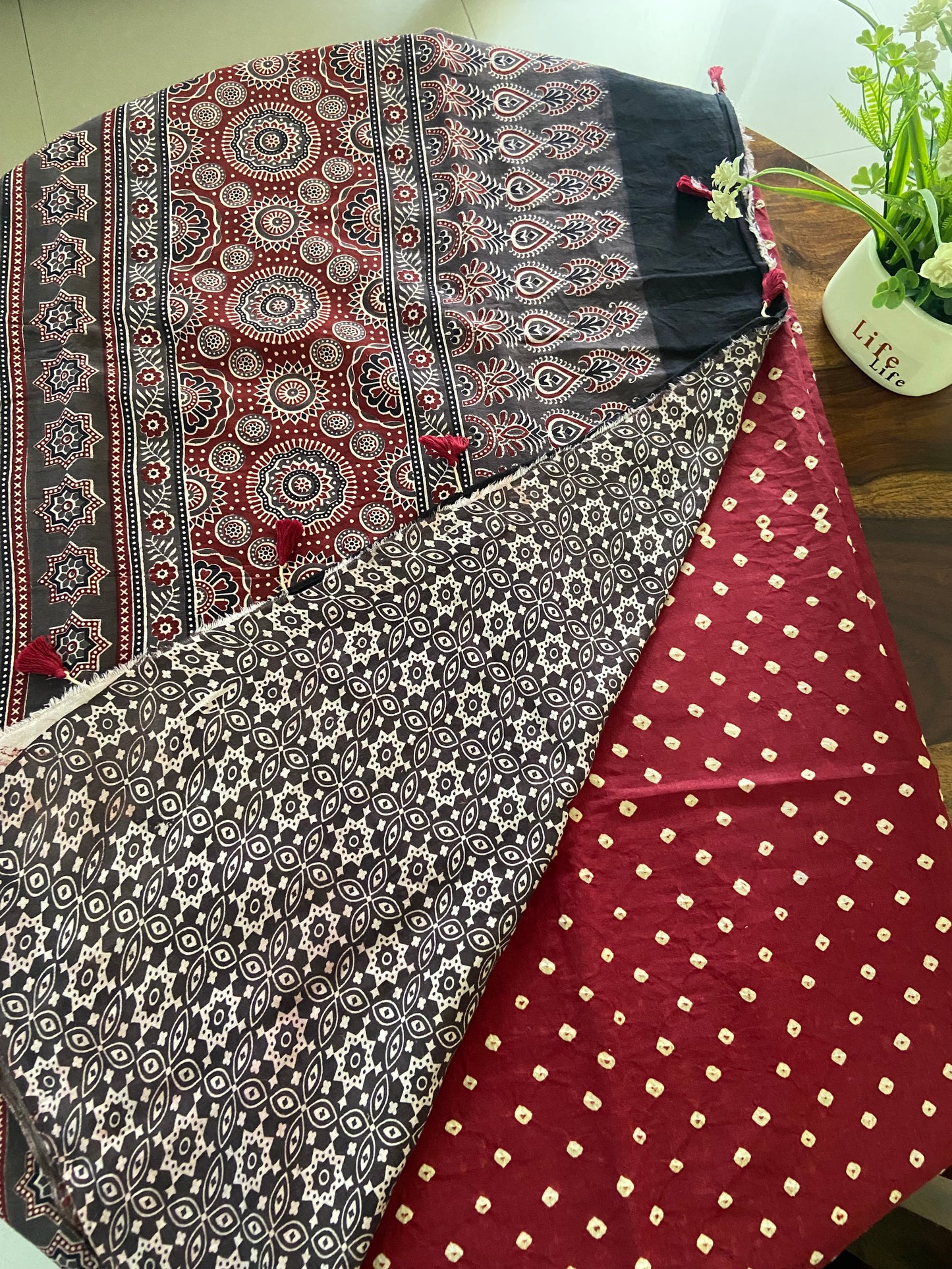 Ajrakh Bandhini cotton saree