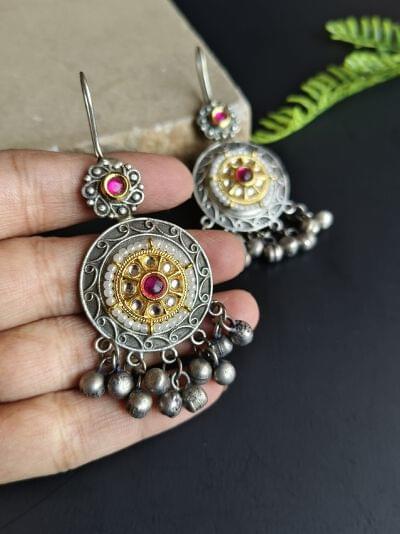 Dual shade hoop Ghungroo earring