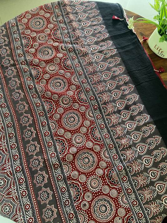 Ajrakh Bandhini cotton sarees