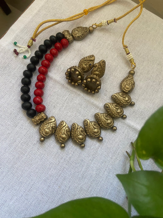 Terracotta necklace with Jhumka set