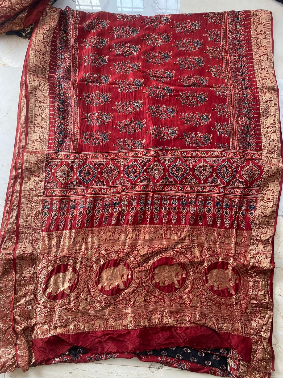 Ajrakh Dola Silk Saree ( Made to Order)