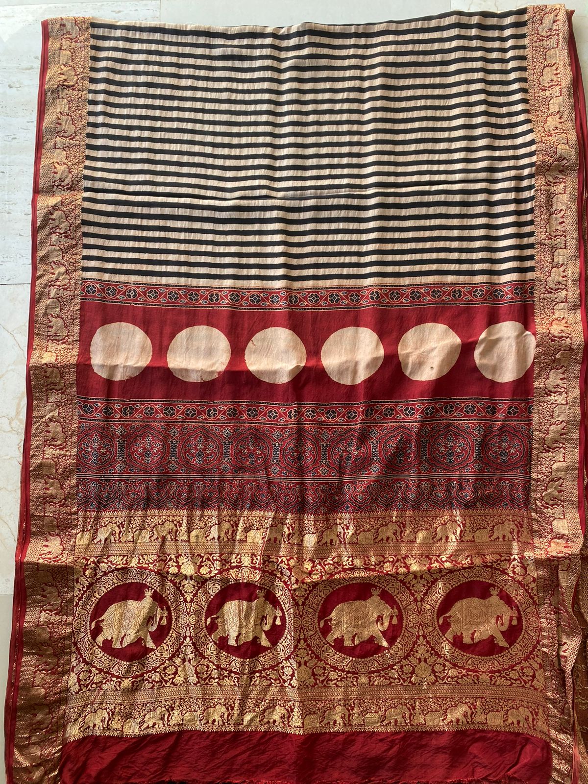 Ajrakh Dola silk saree ( Made to Order)