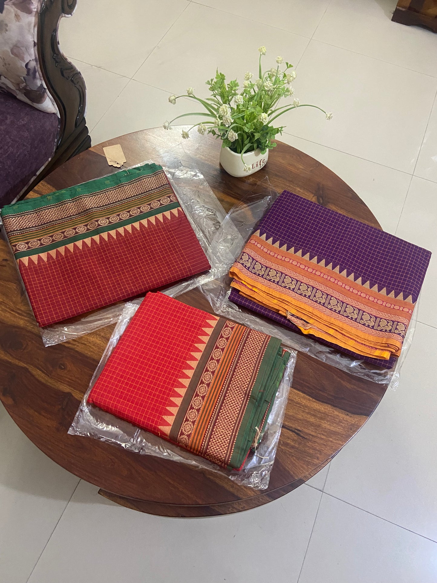 Kanchi cotton saree without blouse