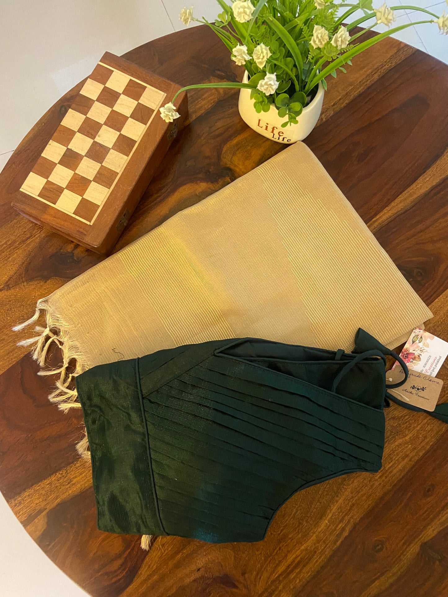 Handloom Golden net Kota saree with zari.(Made to Order)