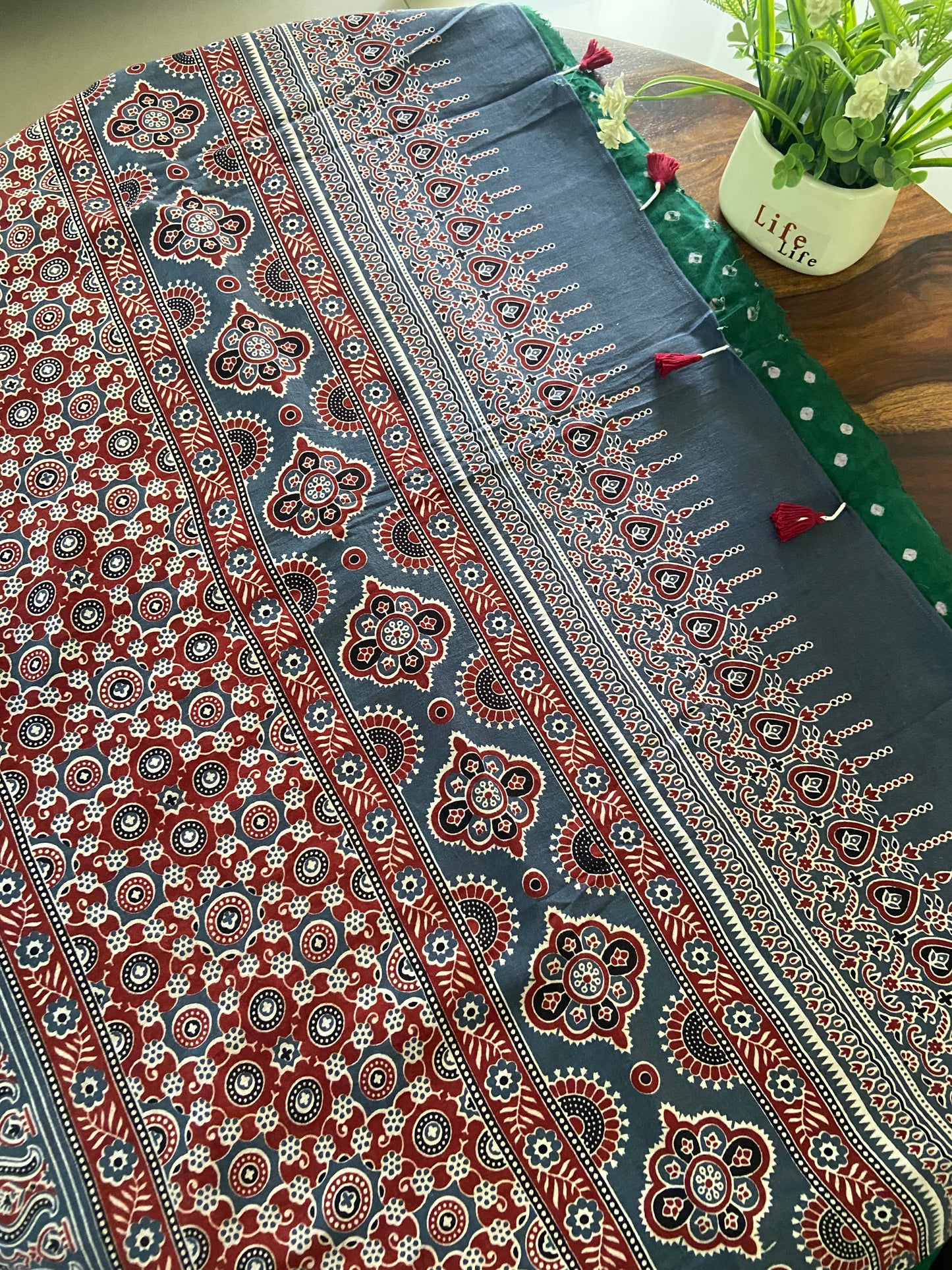 Ajrakh Bandhini cotton sarees