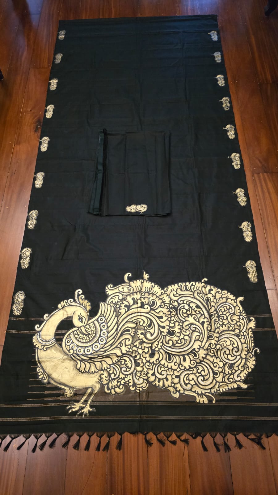 Kerala mural painting on Kanchipuram soft silk ( Made to Order)