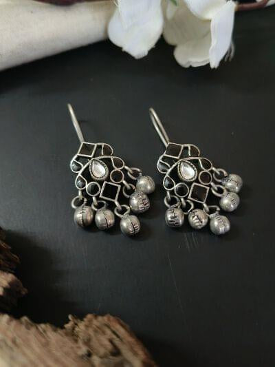 Meenakari hand painted hoop Ghungroo earring