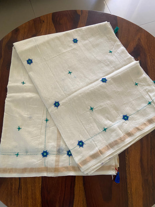 Hand Embroidery on Chanderi Silk Saree