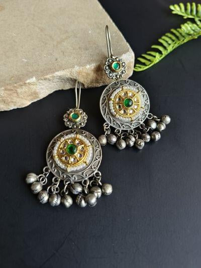 Dual shade hoop earring with Ghungroo