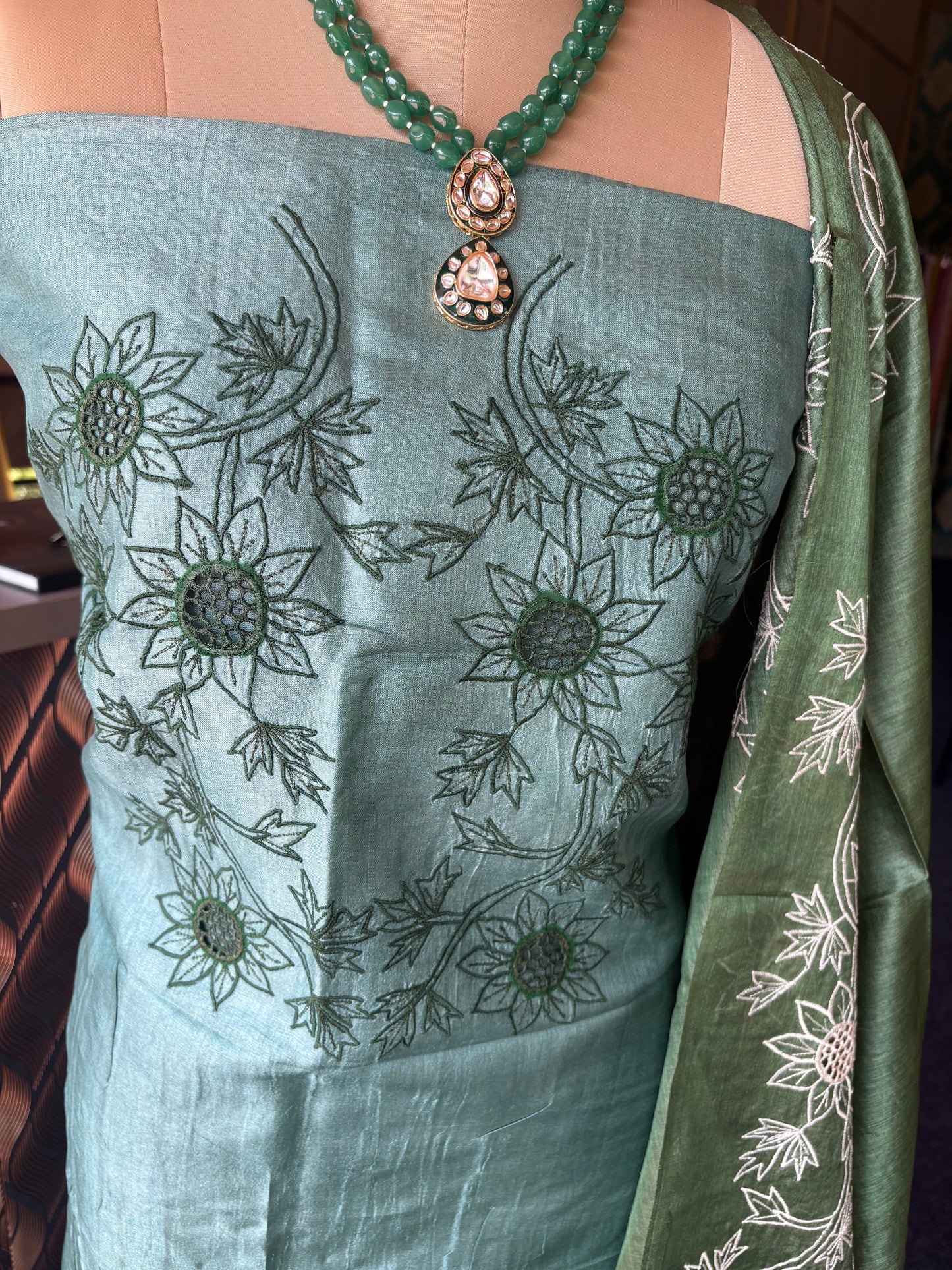 Pure Tussar silk unstitched Top and Duppatta