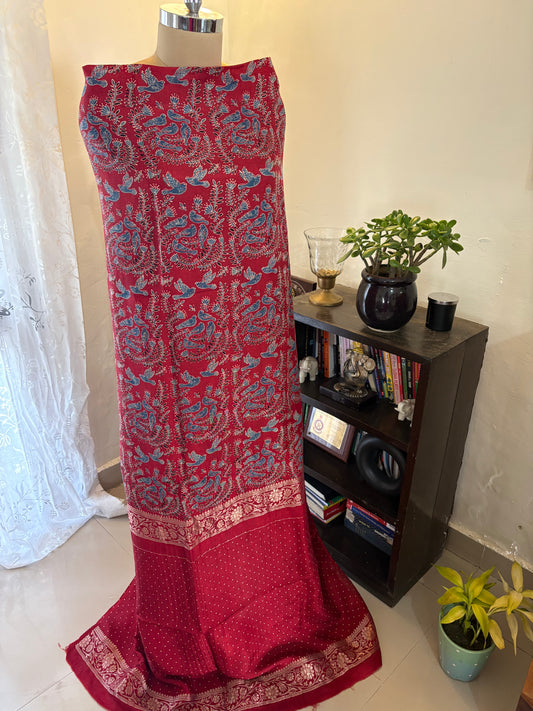 Ajrakh Dola silk top and dupatta set