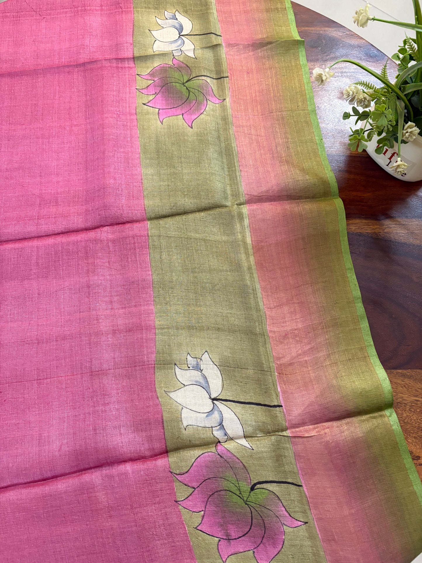Pure Gicha by Gicha tussar silk hand painted saree