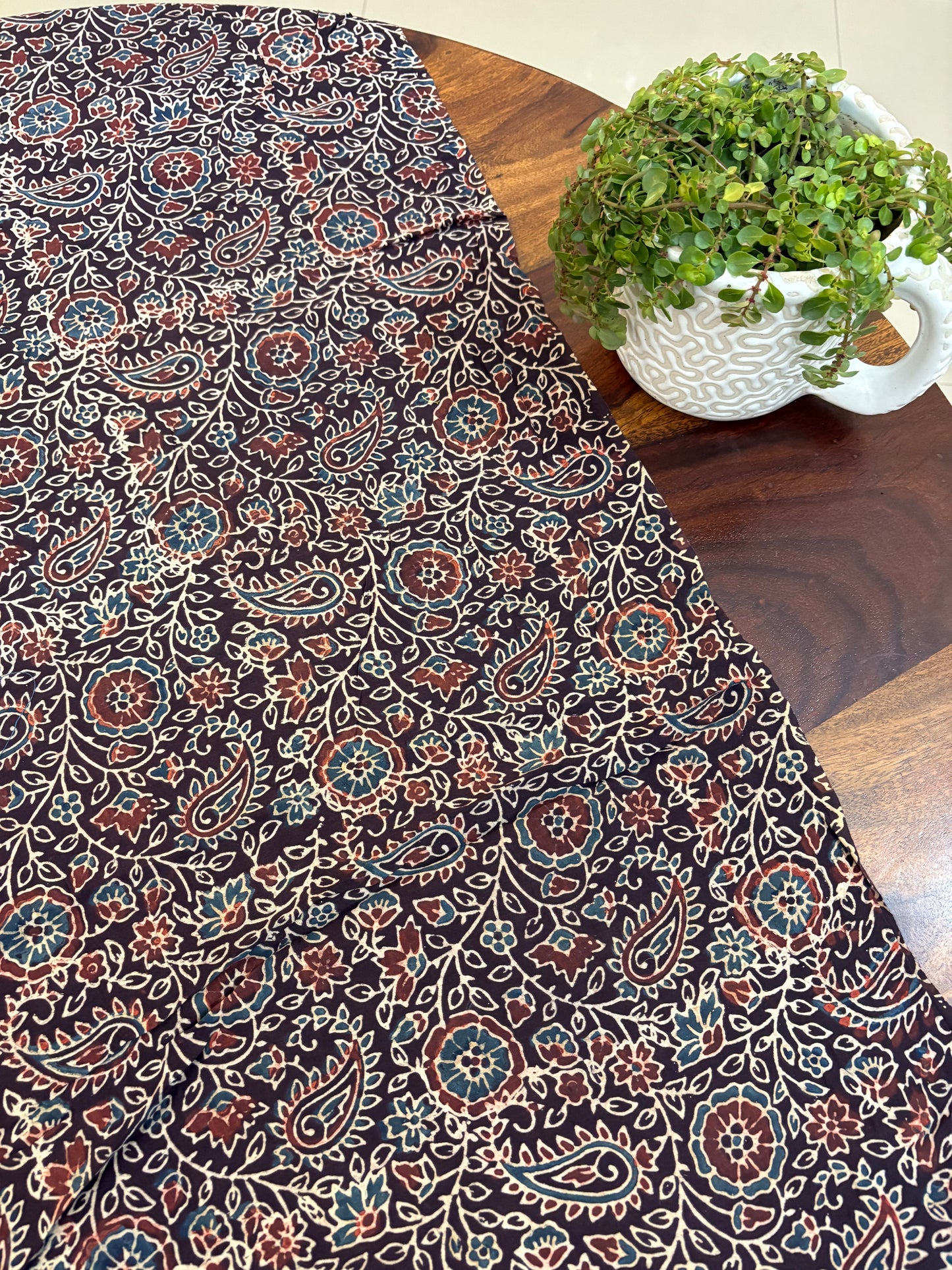 Ajrakh modal silk saree with mirror work