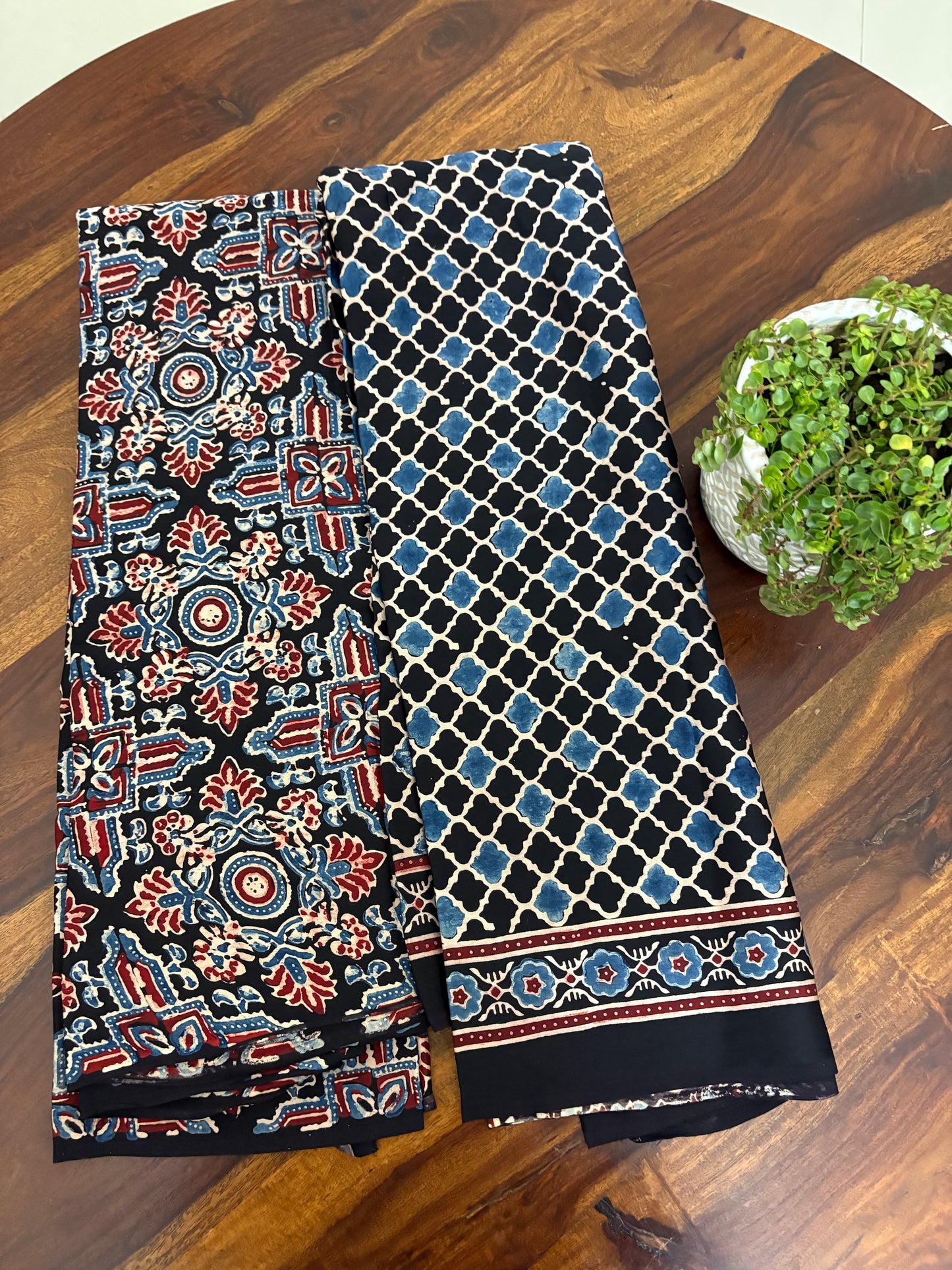 Ajrakh Modal silk top and dupatta