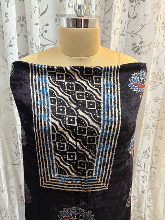 Ajrakh Velvet Kurti material