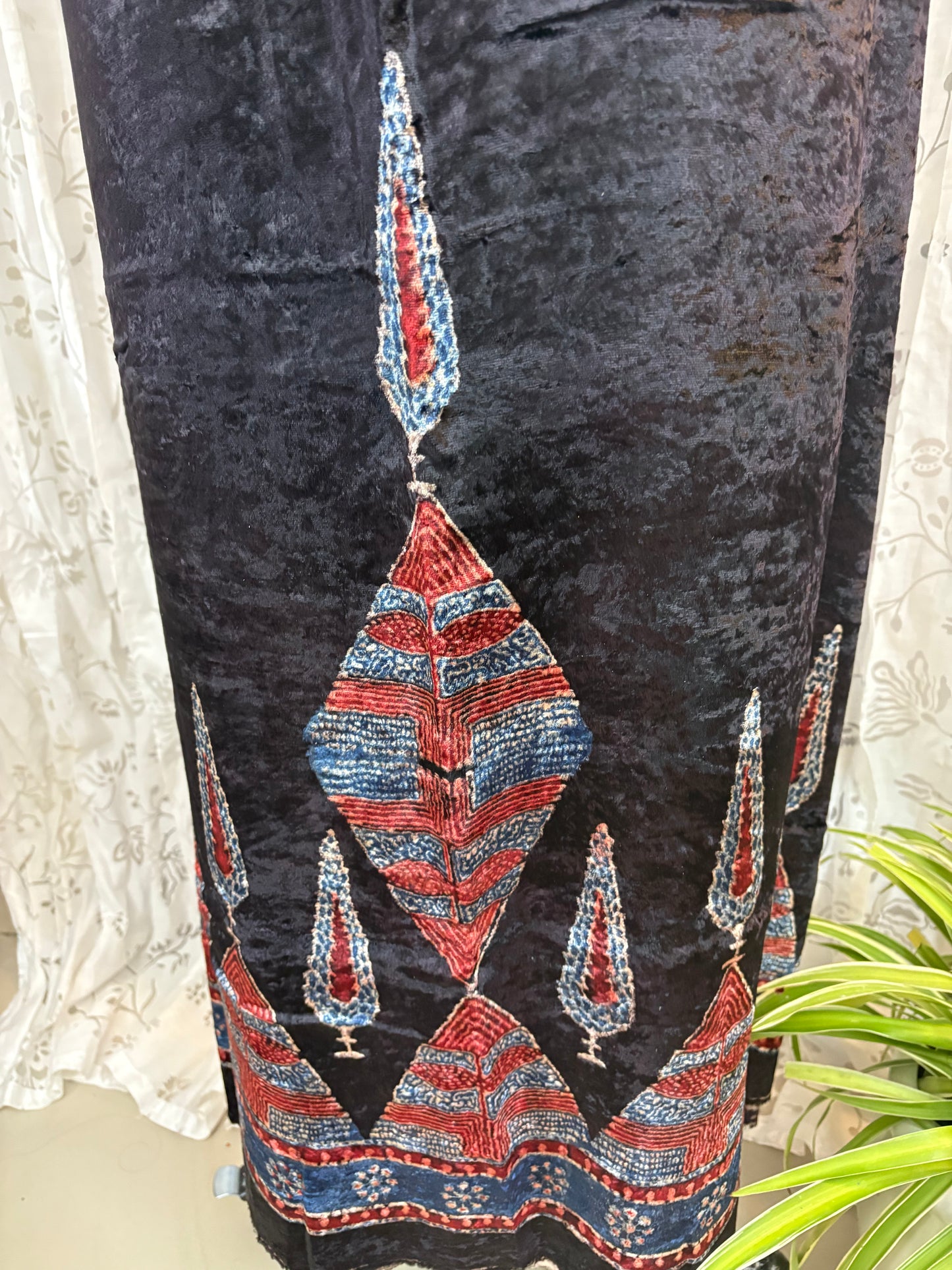 Ajrakh Velvet Kurti material