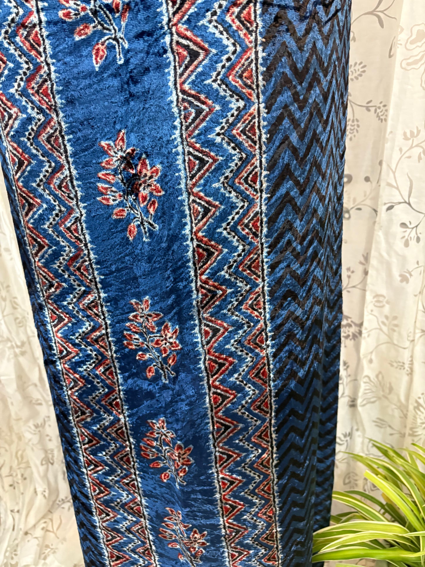 Ajrakh Velvet Kurti material