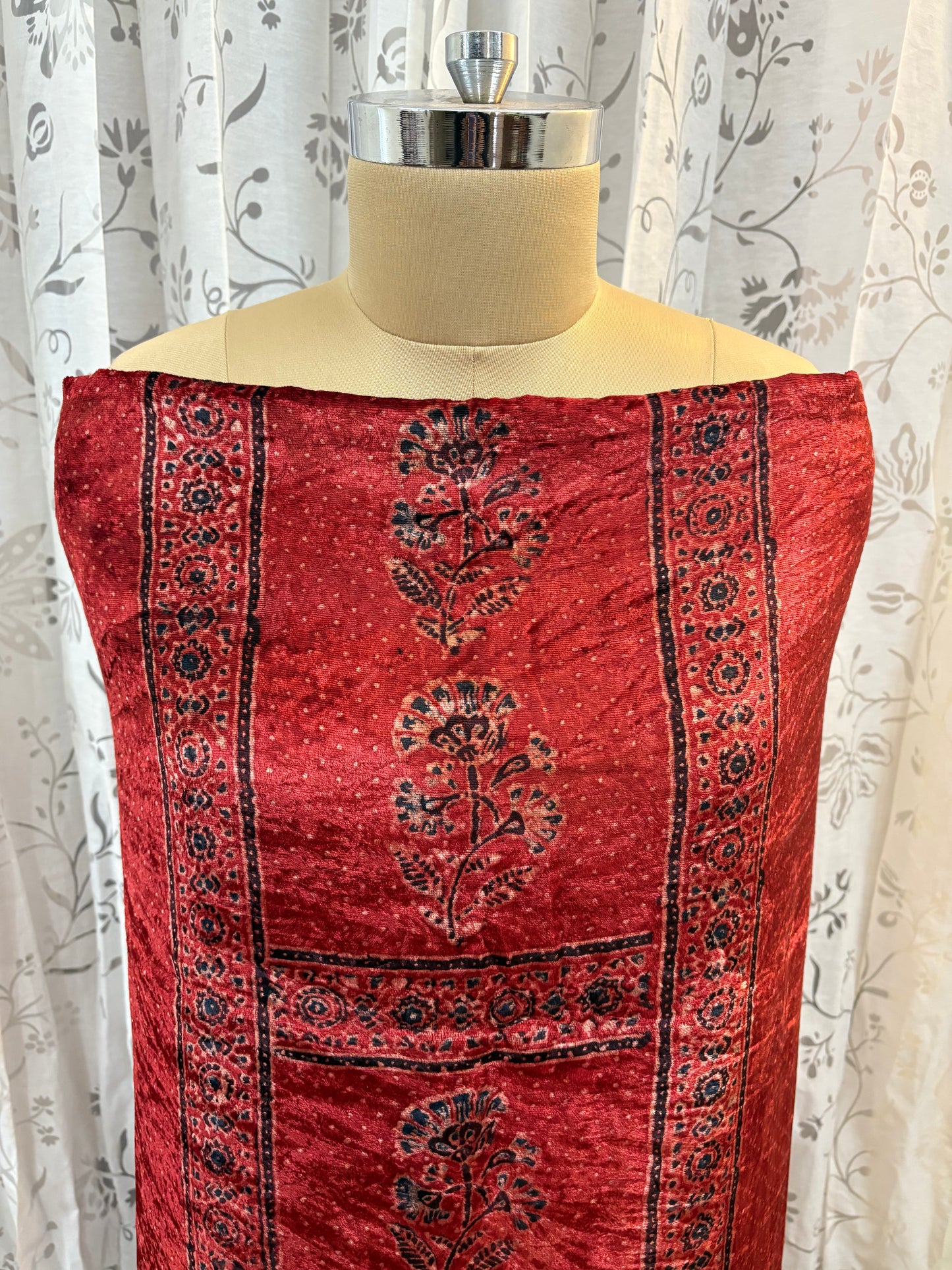 Ajrakh velvet Kurti material