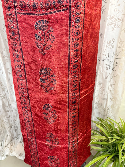 Ajrakh velvet Kurti material