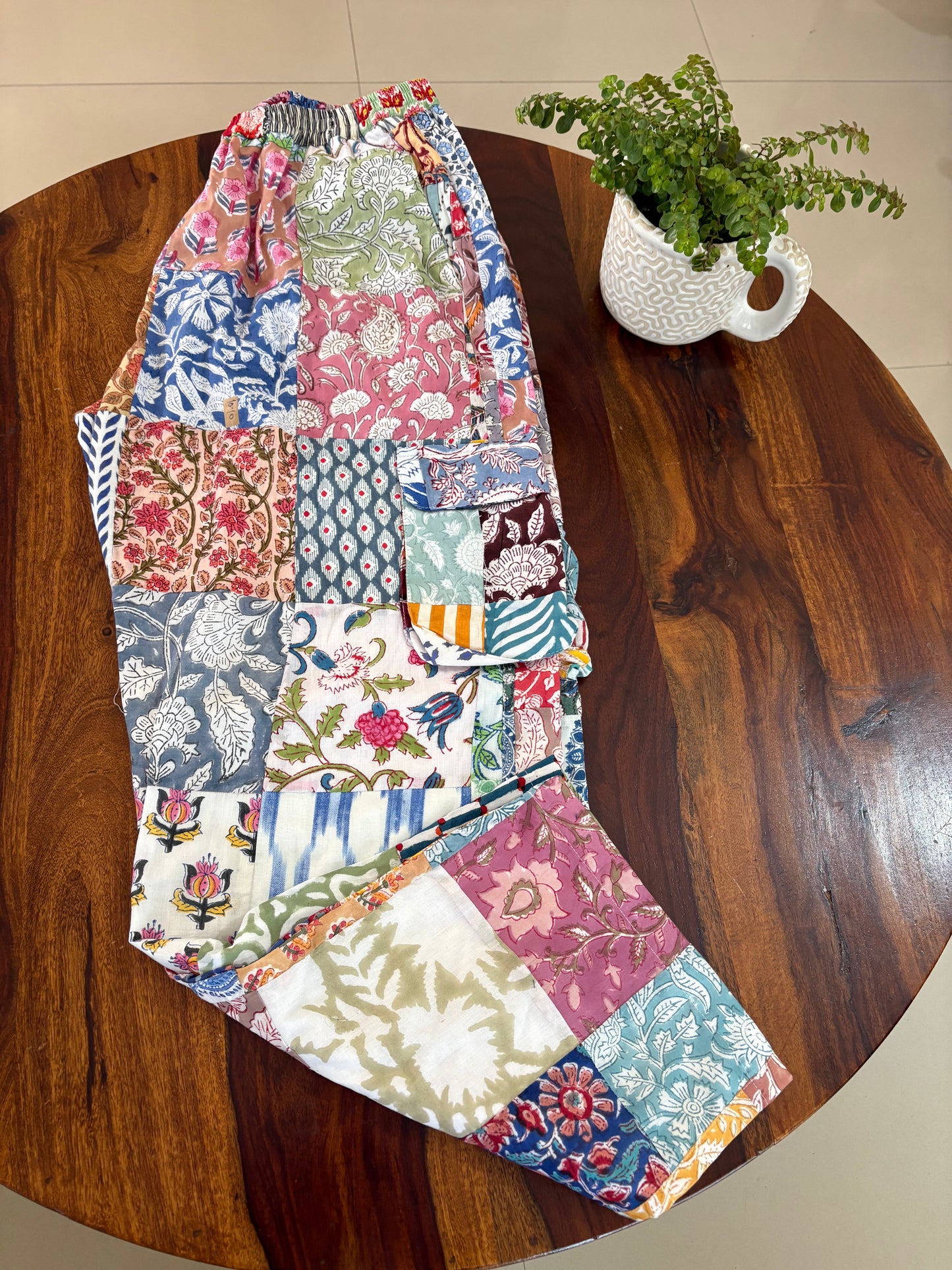 Handblock printed patchwork cotton bottom