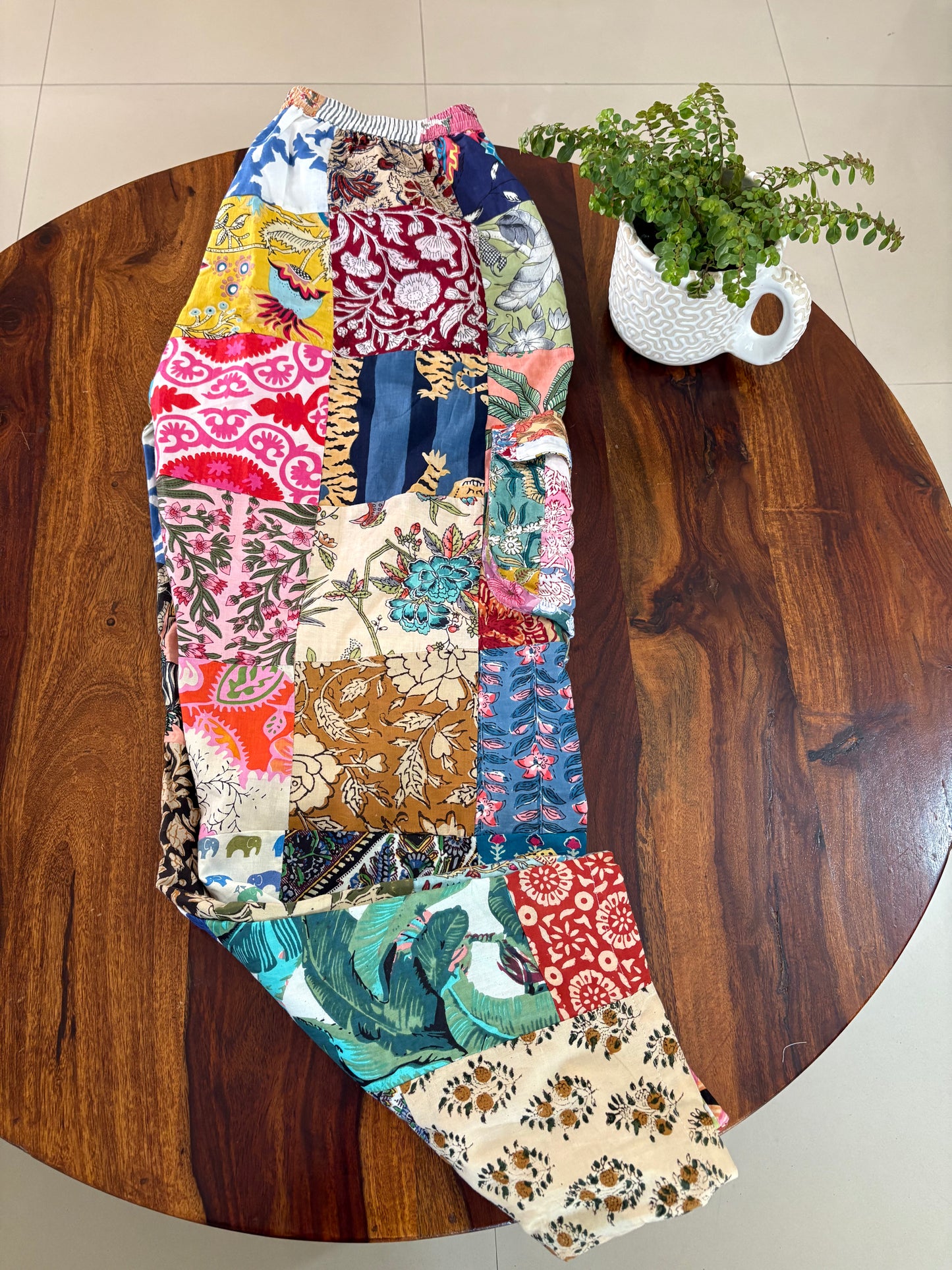 Handblock printed patchwork cotton bottom