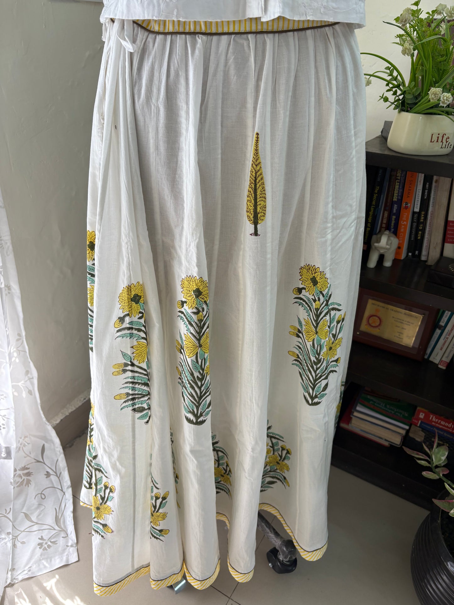 Handblock printed cotton skirt