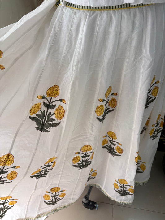 Handblock printed cotton skirt