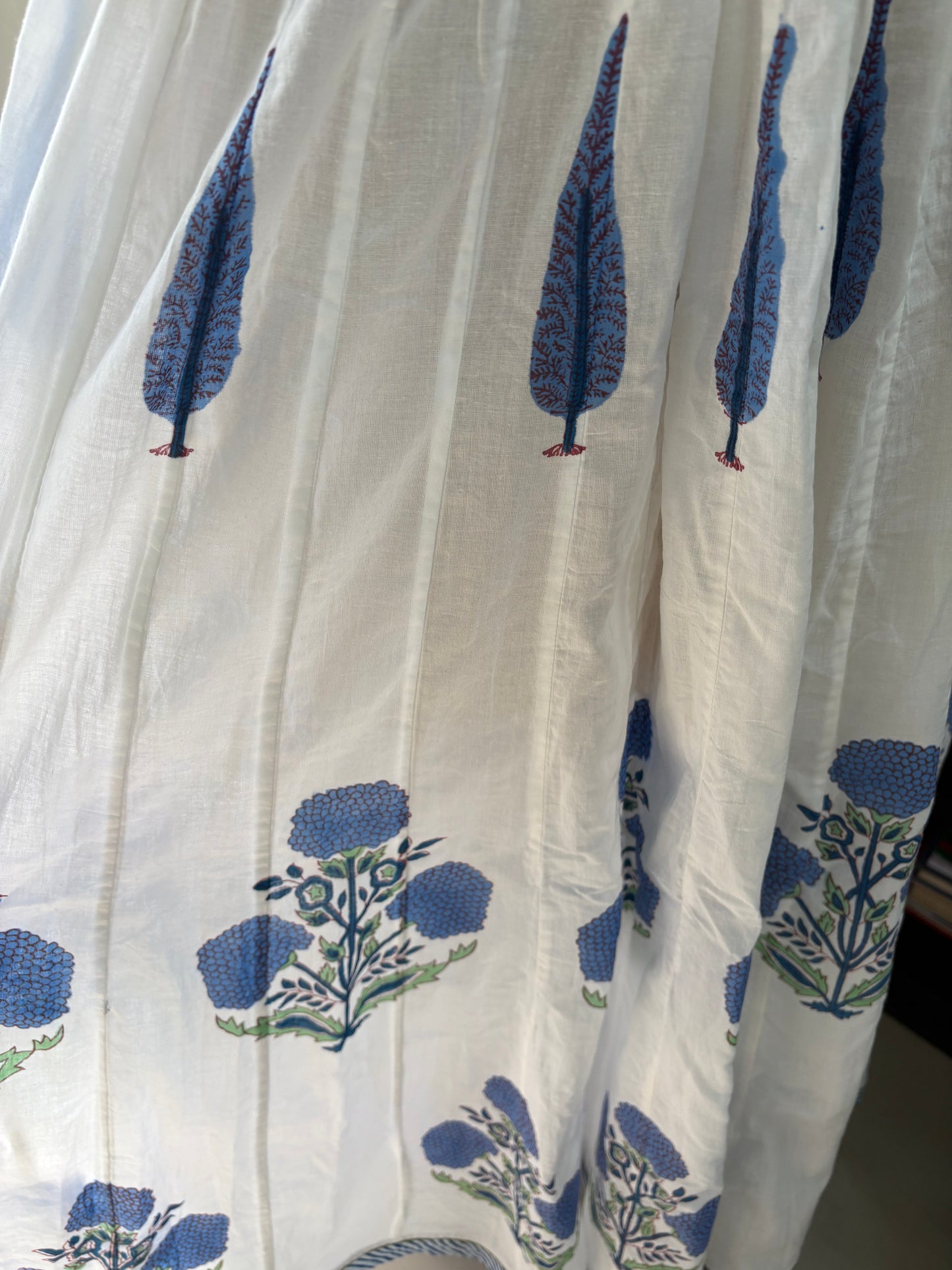 Handblock printed cotton skirt.