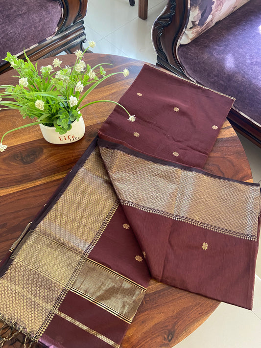 Maheshwari Handloom silk Cotton saree with zari butta
