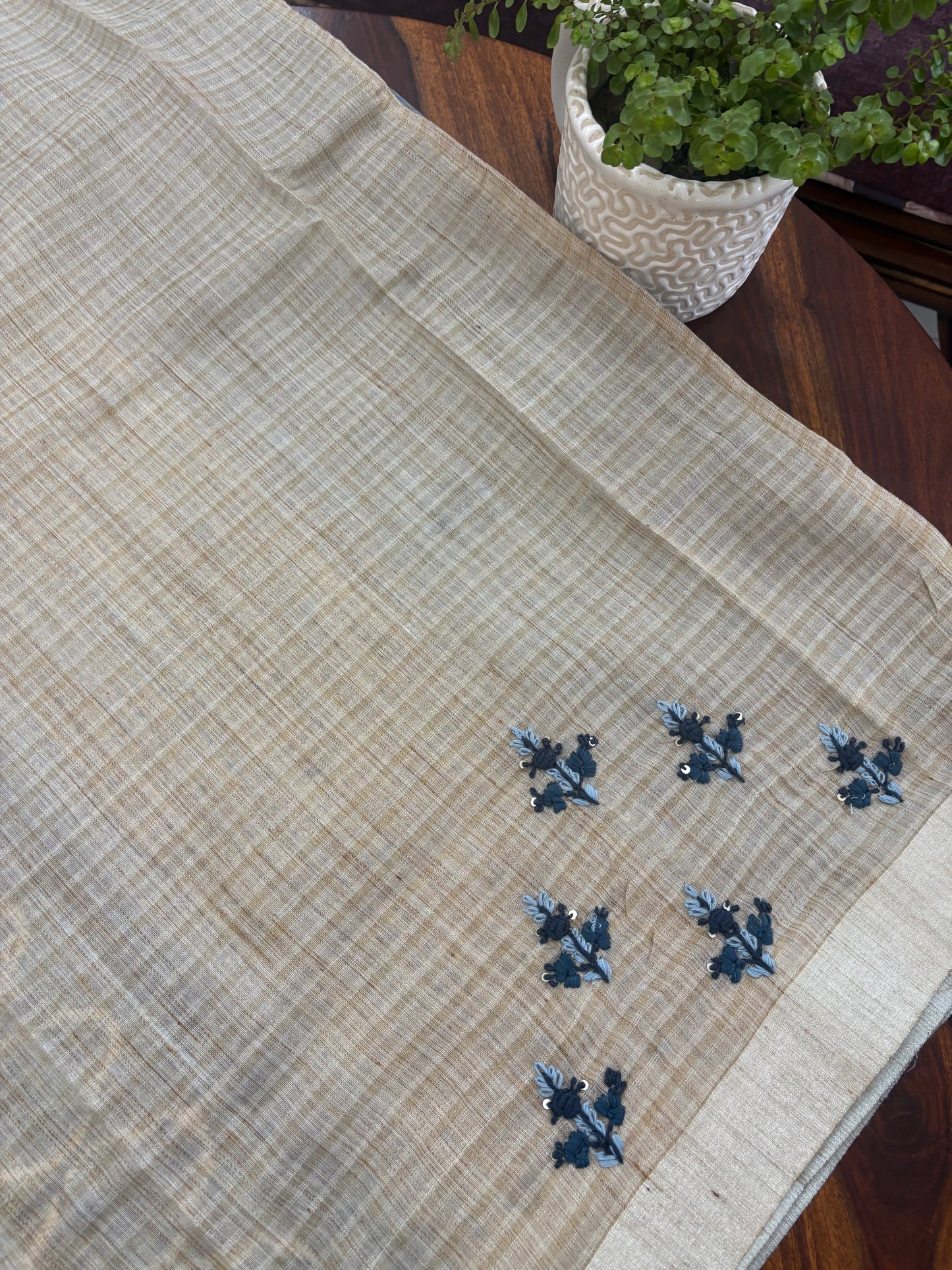 Hand embroidery on Kota tissue silk saree ( Made on order ) 20 days dispatch