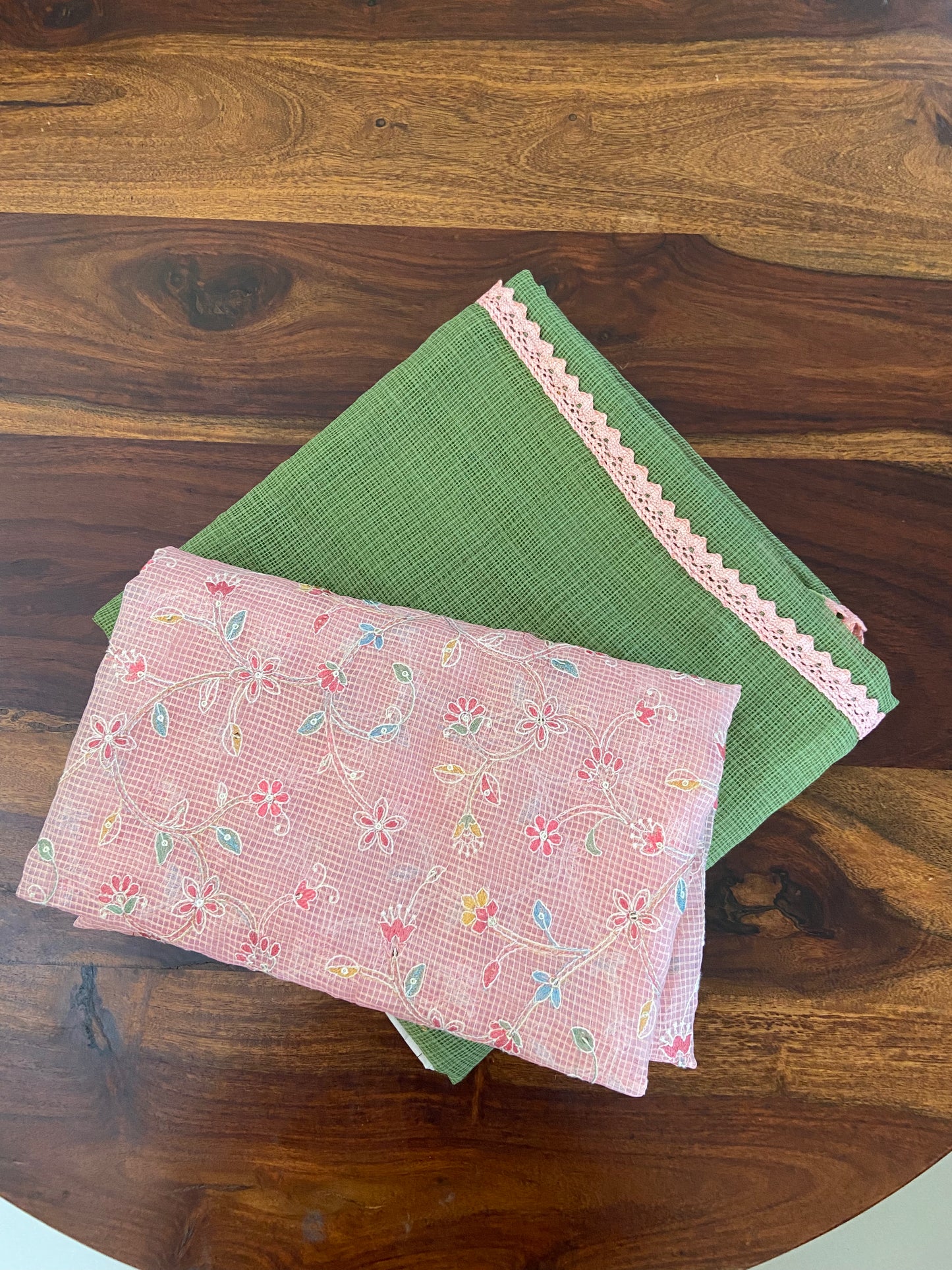 Kota Cotton Saree with Embroidery blouse.