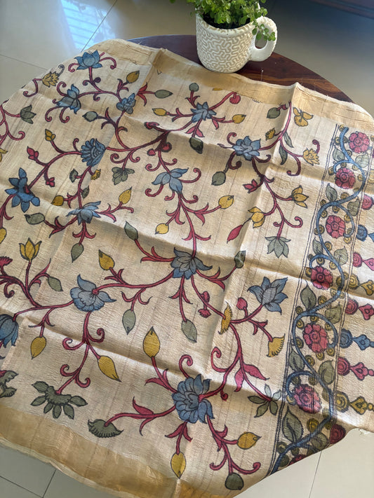 Pen Kalamkari on tussar silk dupatta