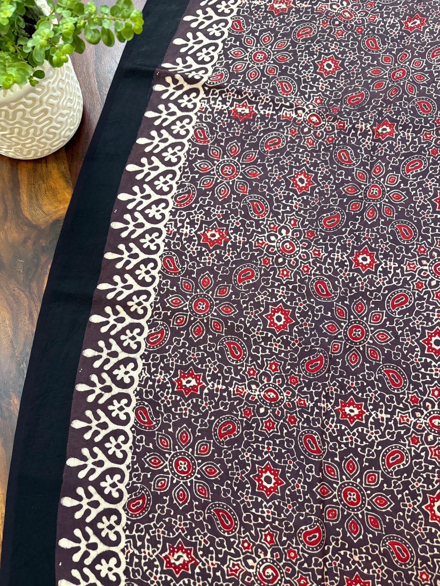Ajrakh Handblock modal silk saree