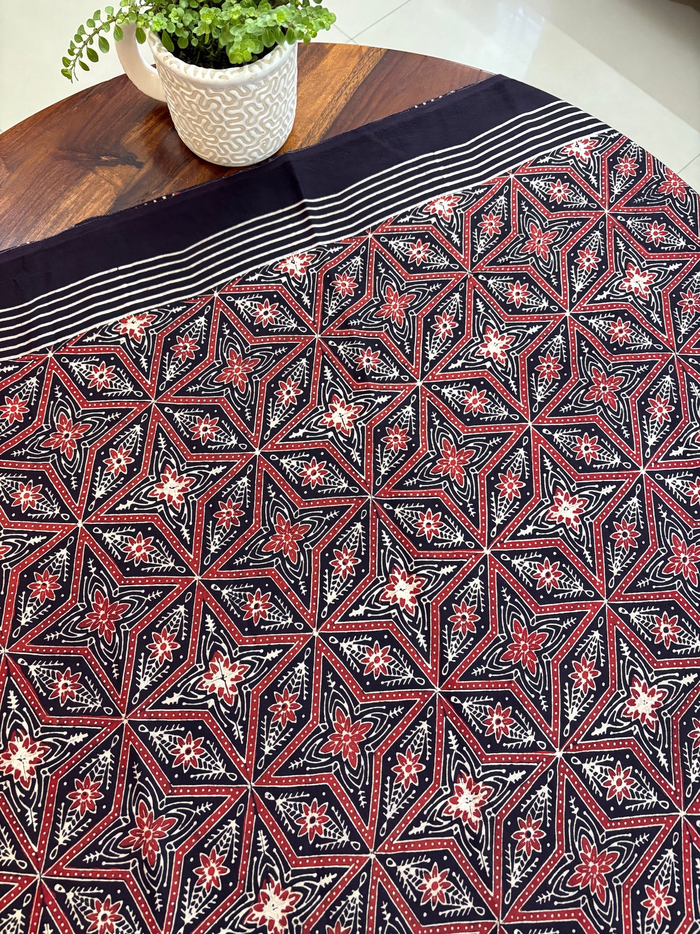 Ajrakh handblock modal silk saree