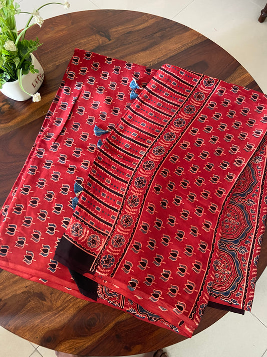 Ajrakh Modal silk suit (Top and Dupatta set)