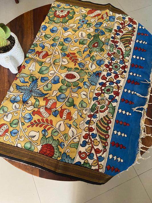 Pen Kalamkari dupatta on Bangalore silk