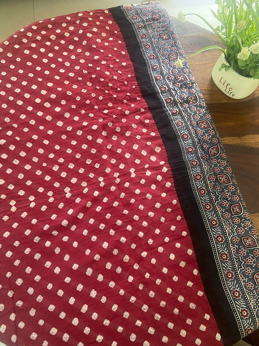 Ajrakh Bandhini Cotton sarees