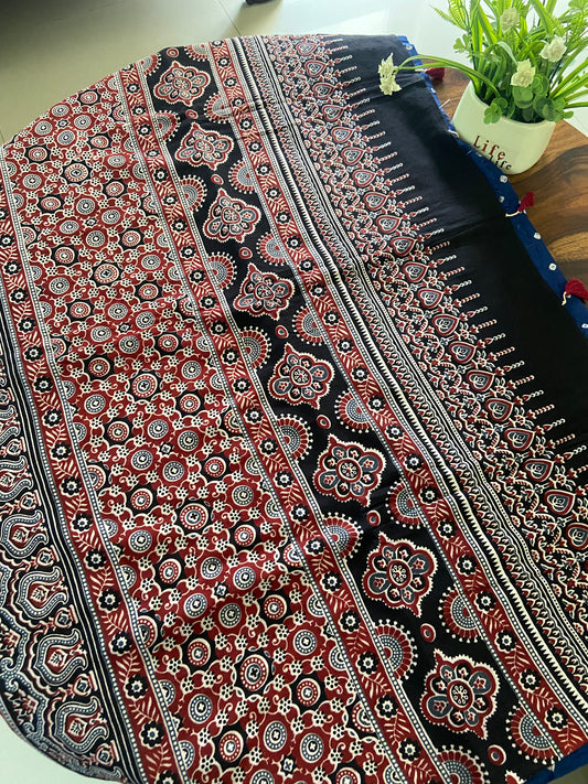 Ajrakh Bandhini cotton sarees