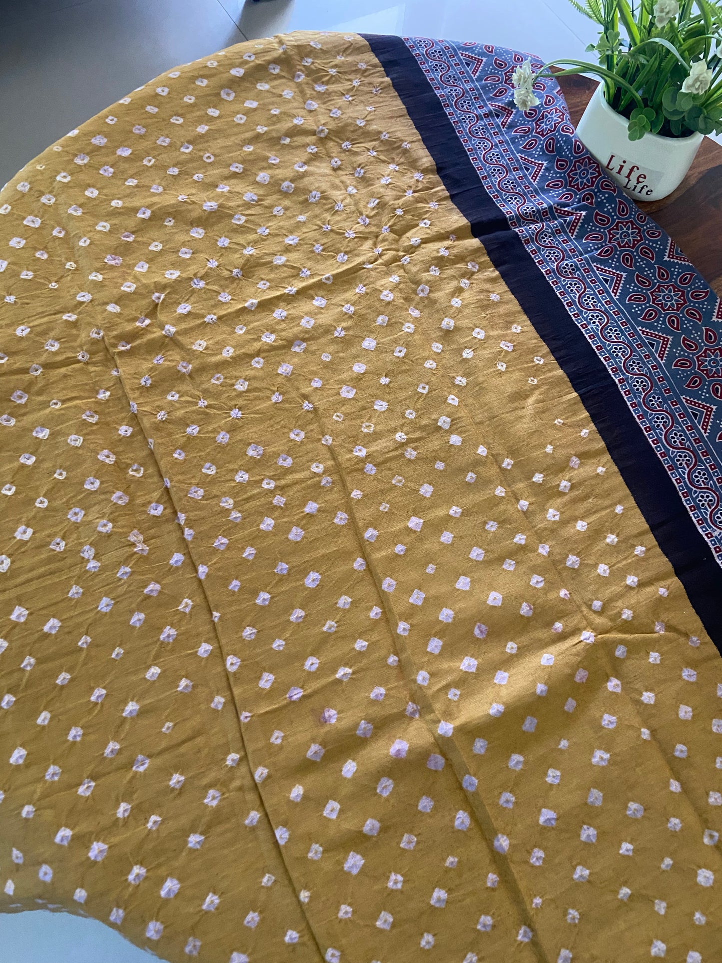 Ajrakh Bandhini cotton saree