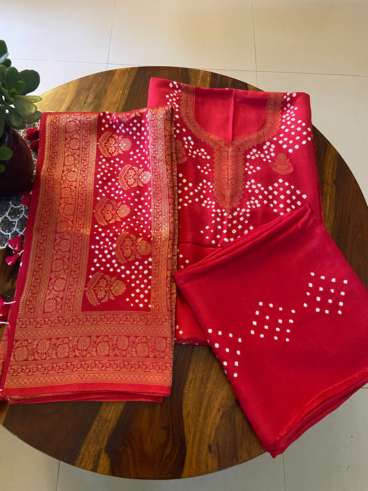 Bandhini Dola Silk 3 piece suit set