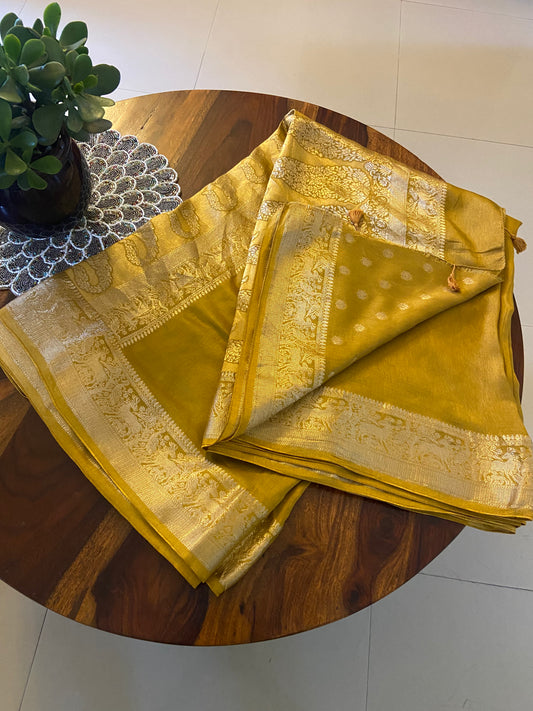 Ajrakh Plain Dola silk saree