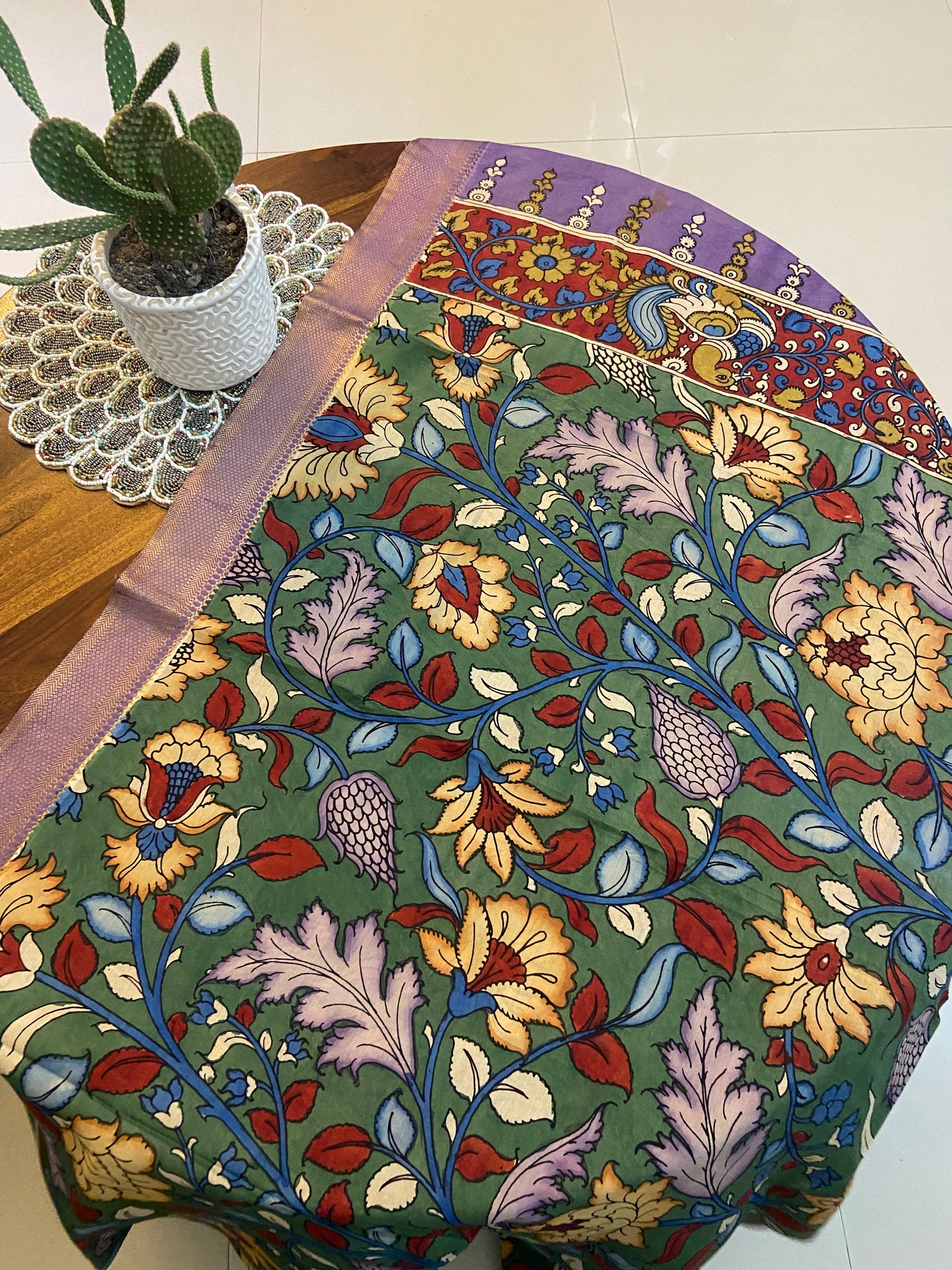 Pen Kalamkari on Banglore silk dupatta