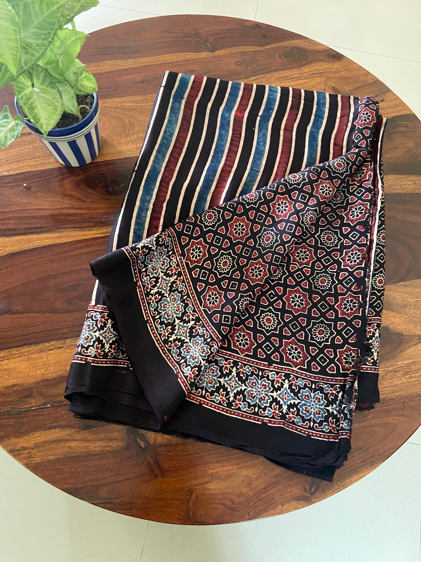 Modal silk Handblock printed saree