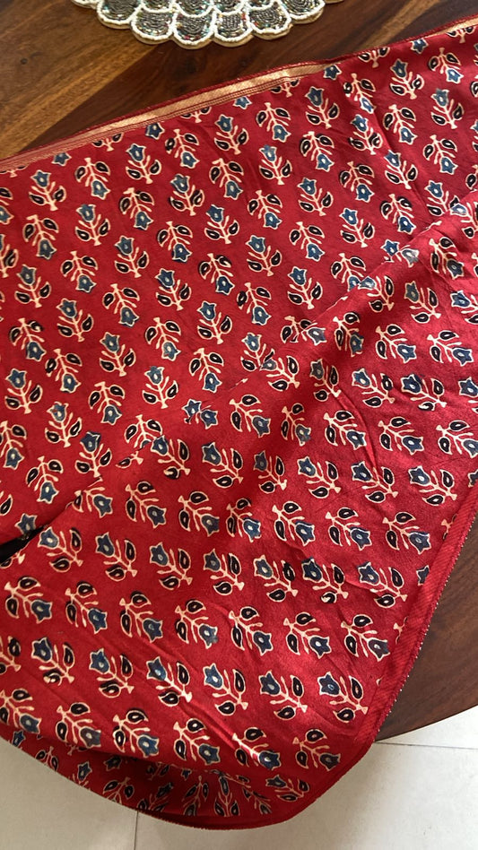 Ajrakh Dola silk saree