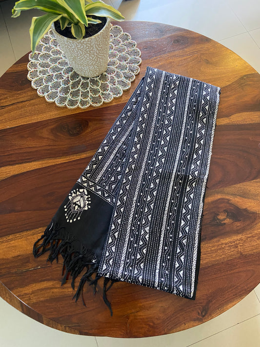 Kantha stitch Hand Embroidery on Cotton dupatta