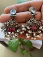Kundan brass pearl earring
