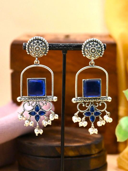 Brass pearl earring