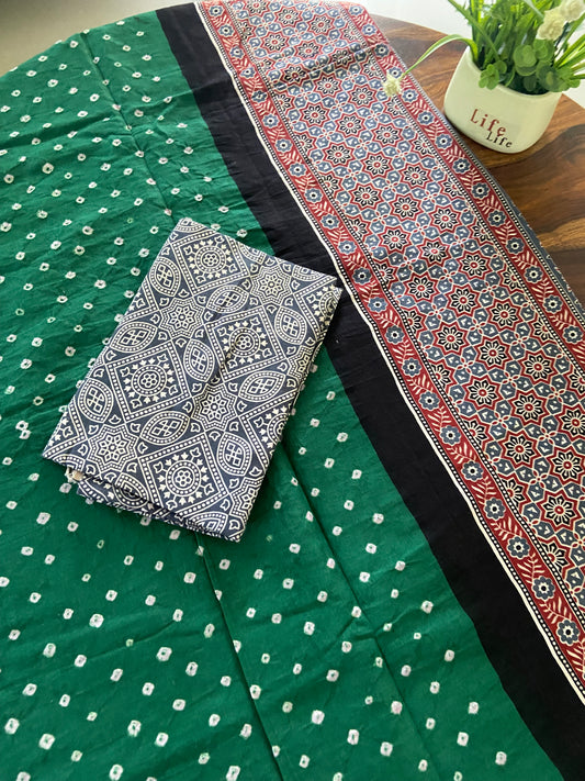 Ajrakh Bandhini cotton sarees