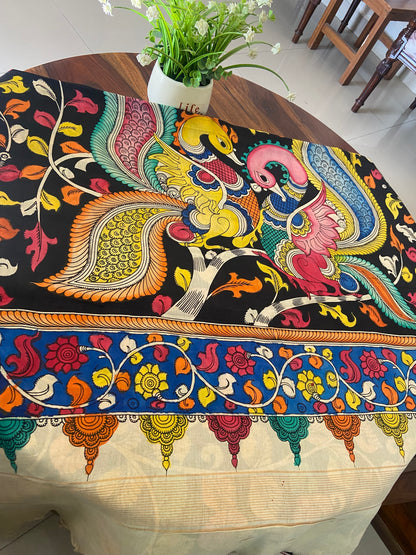 Pen Kalamkari on Banglore silk saree.