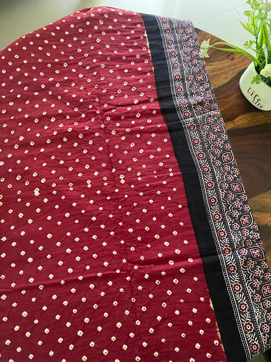 Ajrakh Bandhini cotton saree